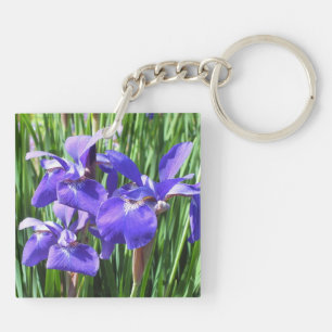 Paarse irissen acryl sleutelhanger