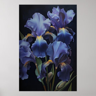 Paarse irissen bloemenkunst print Poster