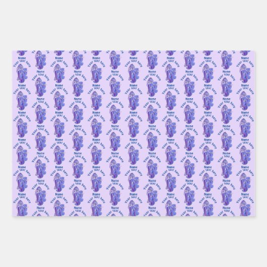 Paarse irissen bloemkunst gepersonaliseerd inpakpapier vel (Voorkant 2)