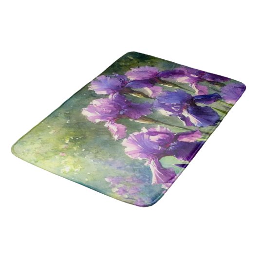 Paarse Irissen Floral Waterverf Badmat (Gekanteld)