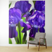 Paarse Irissen Iris Bloem Wandkleed (In situ)