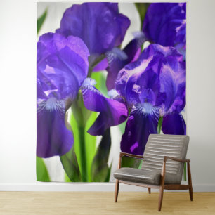 Paarse Irissen Iris Bloem Wandkleed