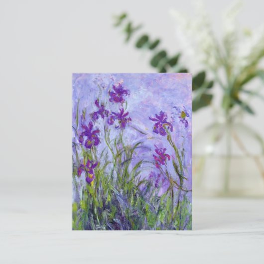 Paarse Irissen Landschap Claude Monet Briefkaart (Staand voorkant)