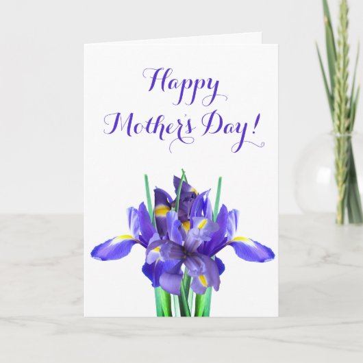 Paarse Irissen Moederdagkaart Kaart (Voorkant)