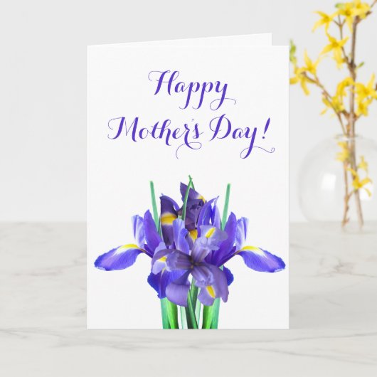 Paarse Irissen Moederdagkaart Kaart (Gele Bloem)