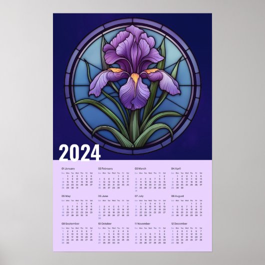 Paarse iriswandkalender poster (Voorkant)