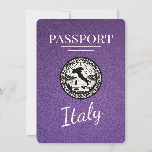 Paarse Italië Paspoort Save The Date (Voorkant)