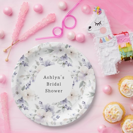  Paarse ivoren lavendelbloemen Vrijgezellenfeest Papieren Bordje (Feest)