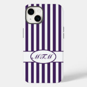 Paarse jaarstrips met monogram Case-Mate iPhone case (Achterkant)