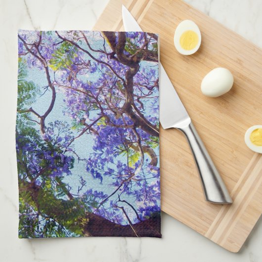 Paarse Jacaranda-kleur van het boomwater, Theedoek (Quarter Fold)