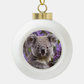 Paarse Jacaranda Koala Beer, Keramische Bal Ornament (Voorkant)