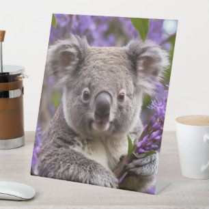 Paarse Jacaranda Koala Beer, Reclamebord Met Voetstuk