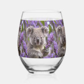 Paarse Jacaranda Koala Beer, Wijnglas Zonder Voet (Achterkant)