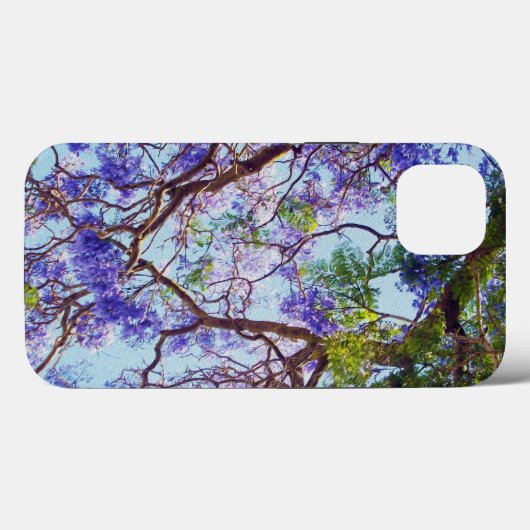 Paarse Jacaranda Tree Oil Paint, iPhone 13 Hoesje (Achterkant (horizontaal))