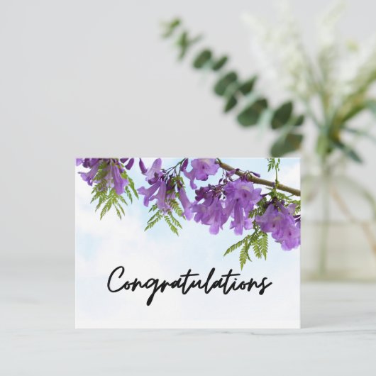 Paarse Jacarandabloemen Gefeliciteerd Briefkaart (Staand voorkant)