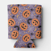 Paarse Jack-O-Lantern Halloweenpatroon Blikjeskoeler (Achterkant)