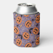 Paarse Jack-O-Lantern Halloweenpatroon Blikjeskoeler (Blikje Achterkant)