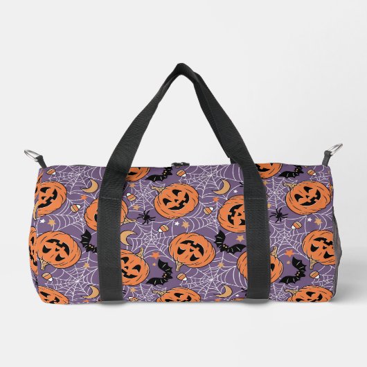 Paarse Jack-O-Lantern Halloweenpatroon Plunjezak (Voorkant)