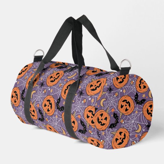 Paarse Jack-O-Lantern Halloweenpatroon Plunjezak (Linkerhoek)