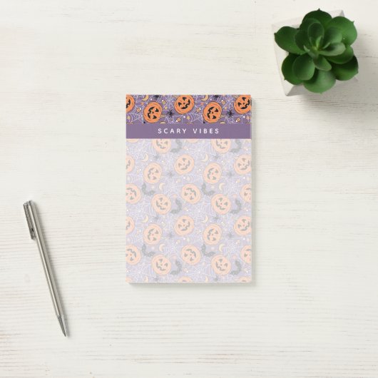 Paarse Jack-O-Lantern Halloweenpatroon Post-it® Notes (Kantoor)
