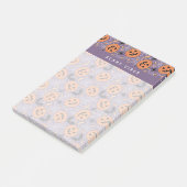 Paarse Jack-O-Lantern Halloweenpatroon Post-it® Notes (Schuin)