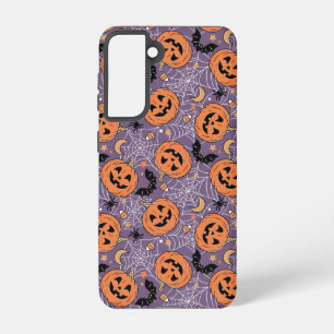 Paarse Jack-O-Lantern Halloweenpatroon Samsung Galaxy Hoesje