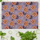 Paarse Jack-O-Lantern Halloweenpatroon Theedoek (Gevouwen)