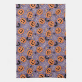 Paarse Jack-O-Lantern Halloweenpatroon Theedoek (Verticaal)