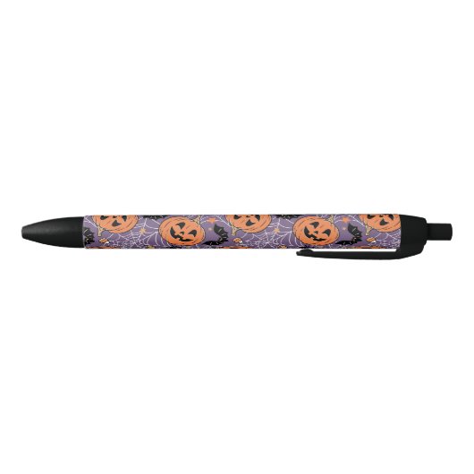 Paarse Jack-O-Lantern Halloweenpatroon Zwarte Inkt Pen (Bodem)