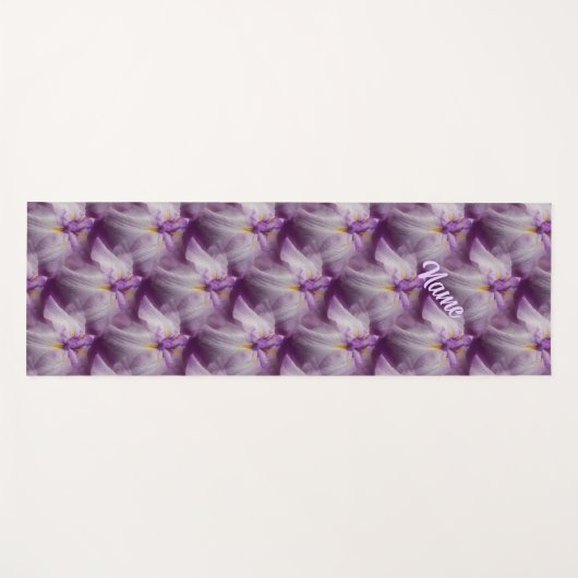 Paarse Japanse Iris-ventilator op maat Yogamat (Voorkant (horizontaal))