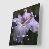 Paarse Japanse Iris-ventilator Vierkante Klok (Hoek)