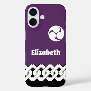 Paarse Japanse ketting en spiraalpatroon iPhone 16 Hoesje