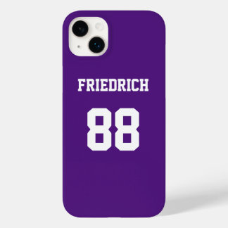 Paarse Jersey met naam en nummer Case-Mate iPhone 14 Plus Hoesje