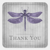 Paarse Jeweled Dragonfly bruiloft dank u Vierkante Sticker (Voorkant)