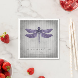 Paarse Jeweled Dragonfly bruiloft Servet