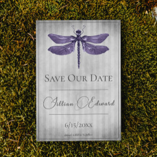 Paarse Jeweled Dragonfly Save the Date Aankondiging