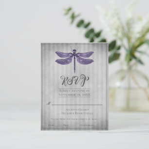 Paarse Jeweled Dragonfly Wedding RSVP