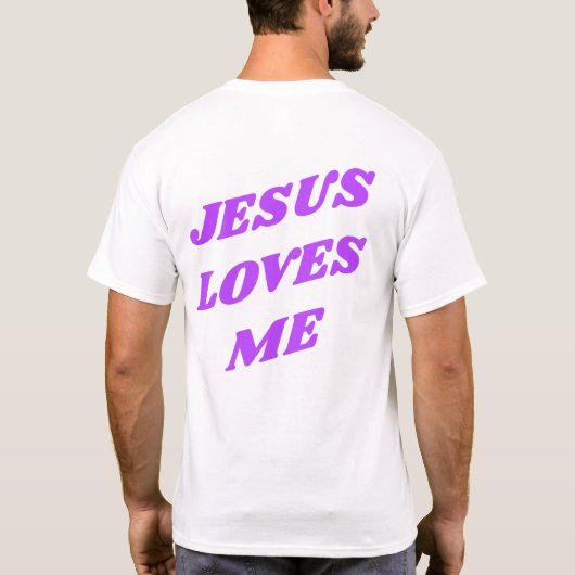 Paarse Jezus houdt van me T-shirt (Achterkant)