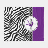 Paarse Jouw naam Zebra Afdrukafbeelding schaatsen Fleece Deken (Voorkant (Horizontaal))