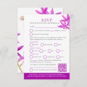 Paarse juwelen orchidee waterverf bruiloft RSVP QR (Voorkant / Achterkant)