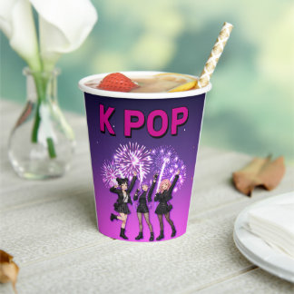 Paarse K-Pop Verjaardagsfeestje Papieren Bekers