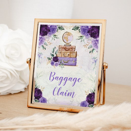 Paarse  kaart Reisbagage Claim Decor Poster