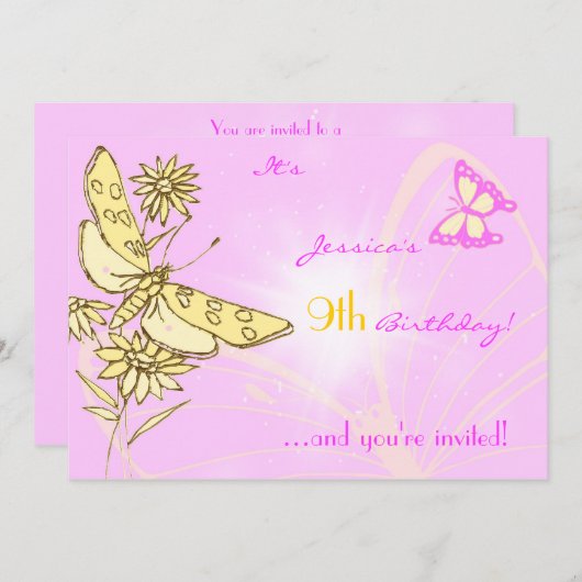 Paarse Kaart voor het aanhalen van peach Butterfly (Voorkant / Achterkant)