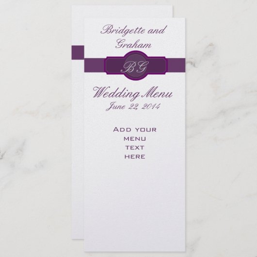 Paarse kaarten van het Menu van de Weddenschap op  (Voorkant / Achterkant)