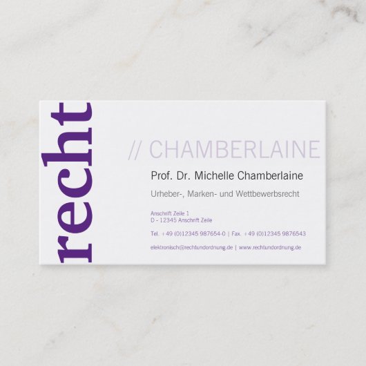 Paarse Kaarten Visitekaartje (Voorkant)