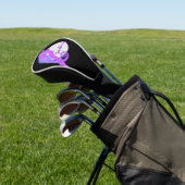 Paarse kameleon met cirkel gepersonaliseerd golfheadcover (Insitu)