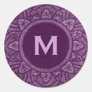 Paarse Kant Custom Monogram Ronde Sticker