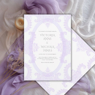 Paarse Kant Whimsical Vintage Trouw Kaart