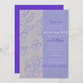  PAARSE kanten bar bat mitswa uitnodiging (Voorkant / Achterkant)