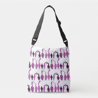 Paarse Kat Billen Patroon Crossbody Tas